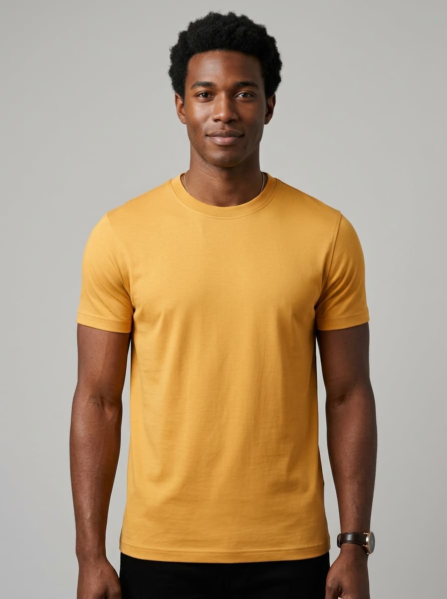 T-Shirt Jaune Safran Coton Mercerisé