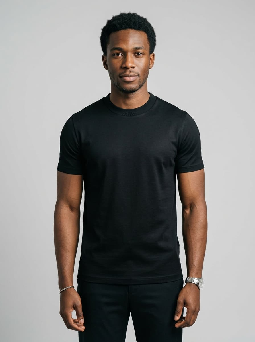 T-Shirt Noir Coton Mercerisé