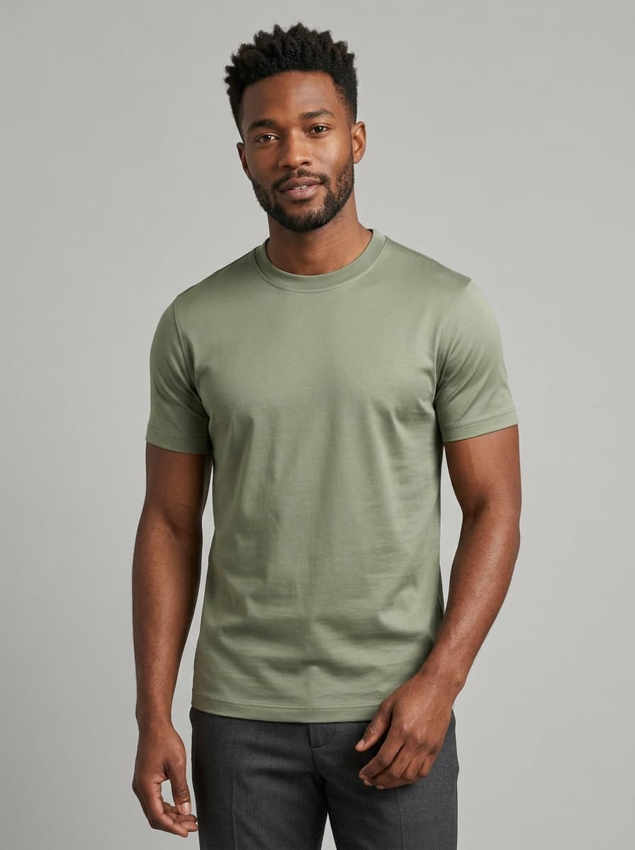 T-Shirt Vert Sauge Coton Mercerisé