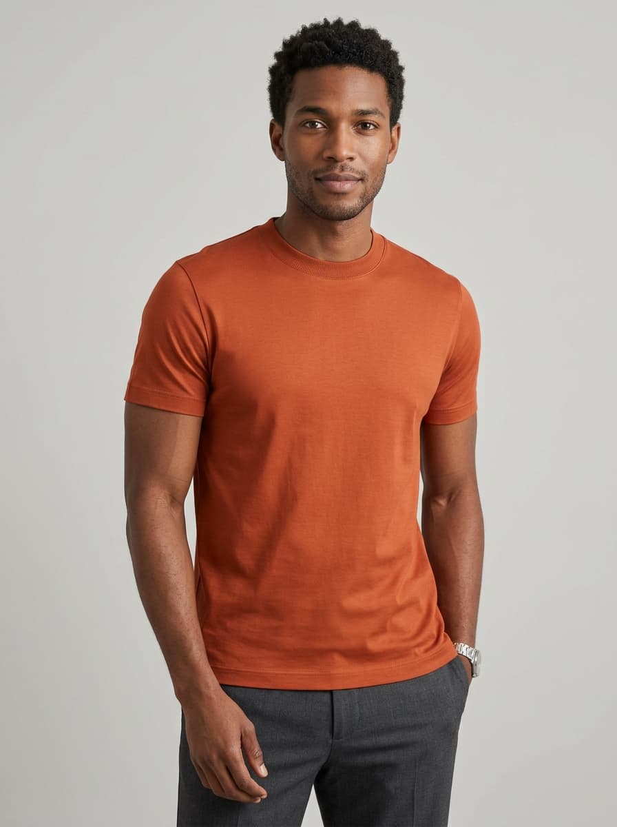 T-Shirt Terracotta Coton Mercerisé